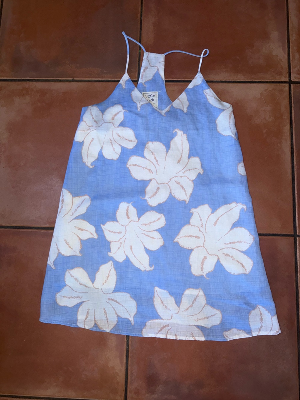Style Rack Light Blue Mini Dress with White Floral Print